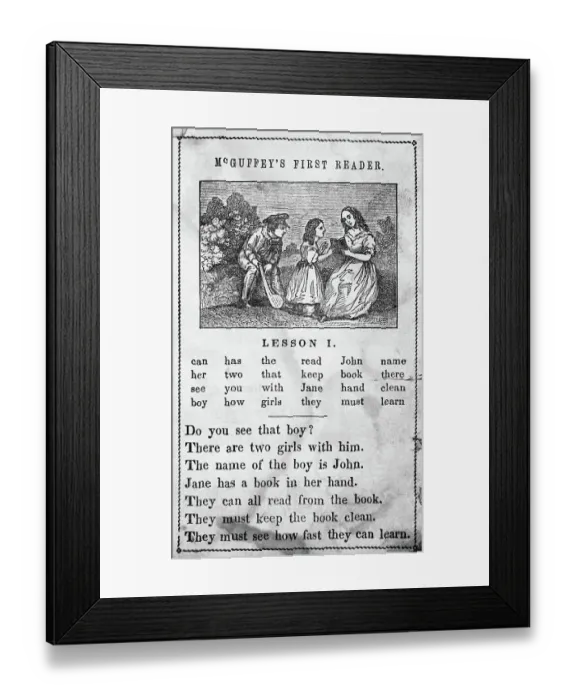 Framed Print : Page from McGuffey's First Reader