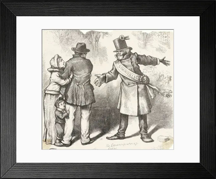 Framed Print : Skeleton Labeled Communist with Family Framed Print : Skeleton Labeled Communist with Family