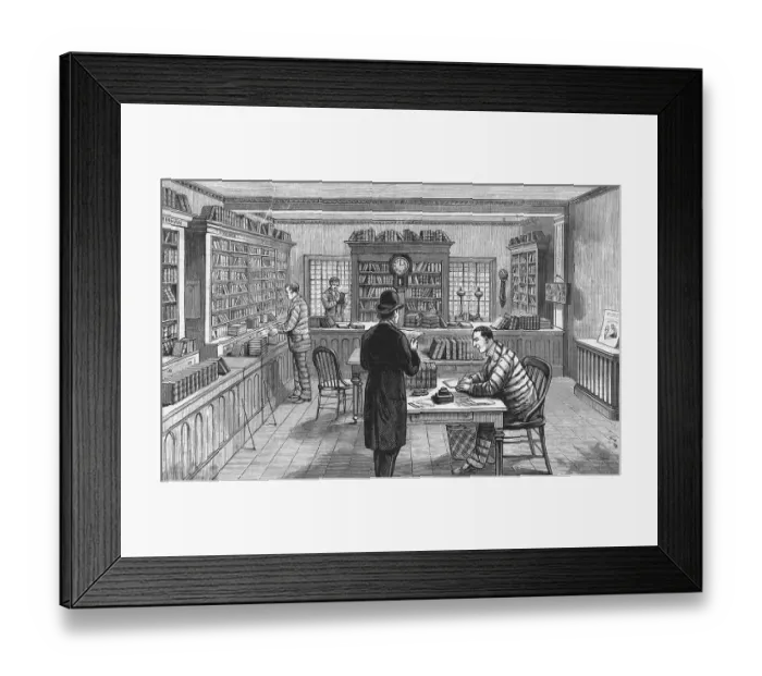 Framed Print : Warden & Convicts in Sing Sing Library Framed Print : Warden & Convicts in Sing Sing Library