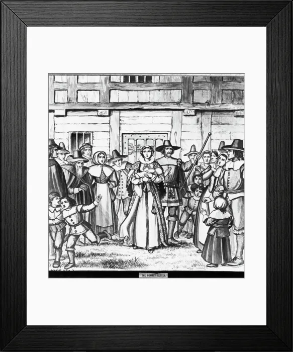 Framed Print : Illustration of Hester Prynne Carrying Her Baby Framed Print : Illustration of Hester Prynne Carrying Her Baby
