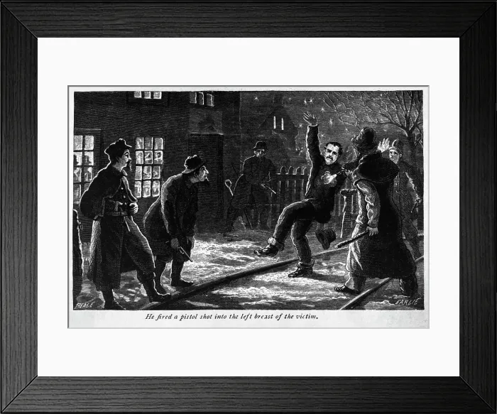 Framed Print : Illustration of Man Being Shot by Gang Framed Print : Illustration of Man Being Shot by Gang