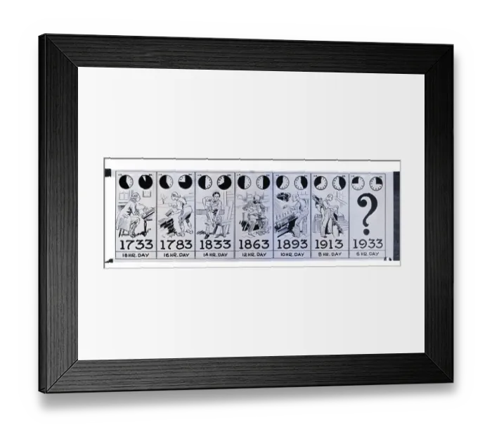 Framed Print : Decreasing Hours of Work - Illustration Framed Print : Decreasing Hours of Work - Illustration