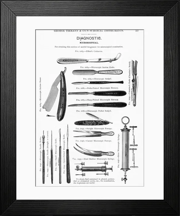 Framed Print : Illus. of Various Surgical Instruments Framed Print : Illus. of Various Surgical Instruments