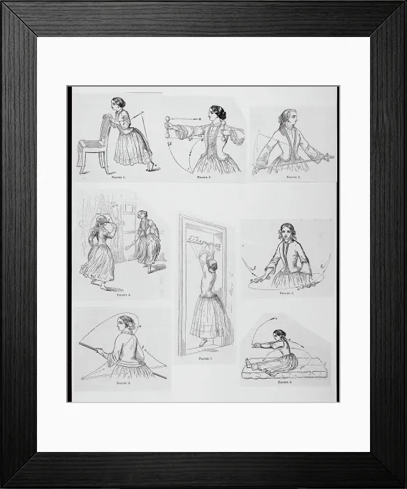 Framed Print : Engraved Views Of Women Exercising Framed Print : Engraved Views Of Women Exercising