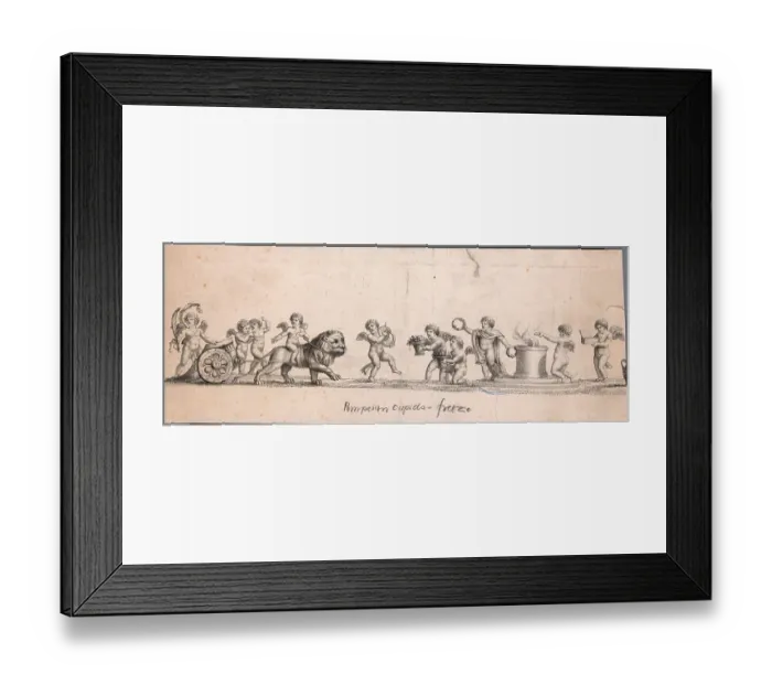 Framed Print : Illustration of Dancing Cupids Framed Print : Illustration of Dancing Cupids