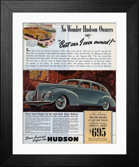 Framed Print : Advertisement For Hudson Automobiles Framed Print : Advertisement For Hudson Automobiles
