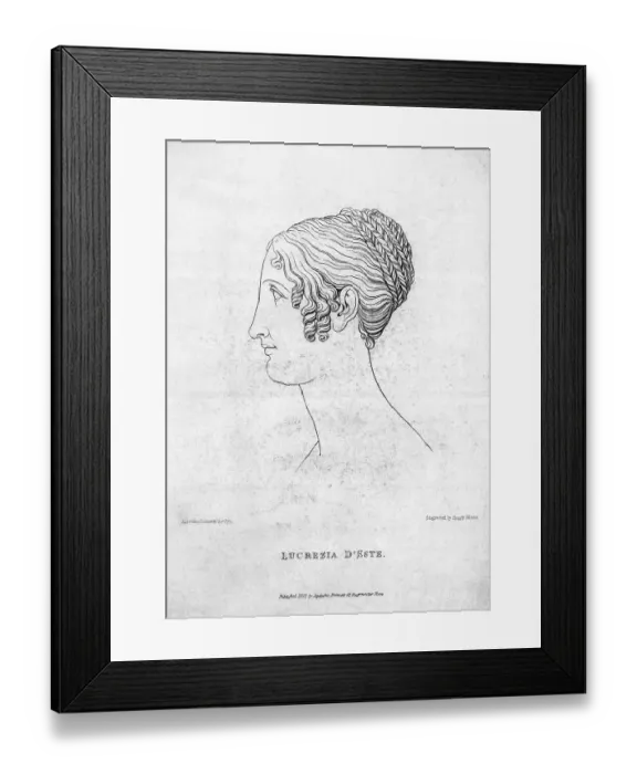Framed Print : Lucrezia Borgia Line Art Portrait Framed Print : Lucrezia Borgia Line Art Portrait