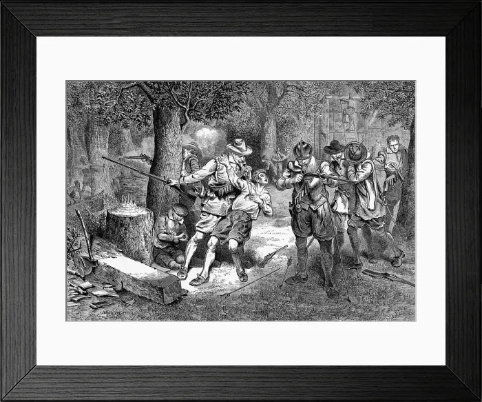 Framed Print : Indian Attack On Settlers In Virginia Framed Print : Indian Attack On Settlers In Virginia