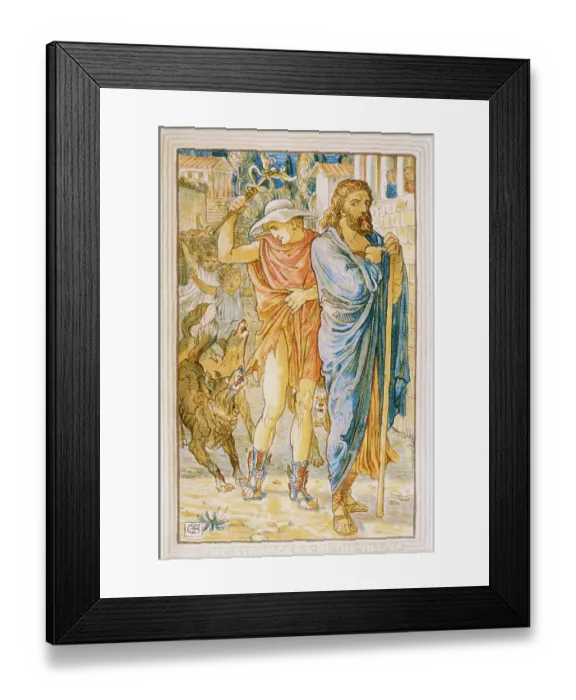 Framed Print : Illustration of The Strangers in the Village Framed Print : Illustration of The Strangers in the Village