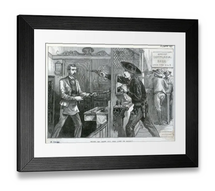Framed Print : Illustration Of An Oldtime Robbery Framed Print : Illustration Of An Oldtime Robbery