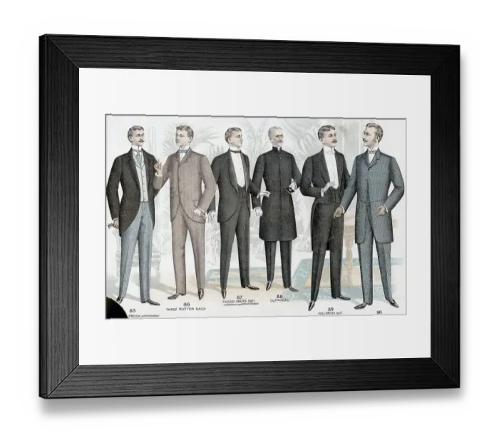 Framed Print : Tailor's Illustration of Six Men's Suits Framed Print : Tailor's Illustration of Six Men's Suits