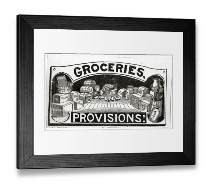 Framed Print : Illus / Grocery Products And Provisions Framed Print : Illus / Grocery Products And Provisions