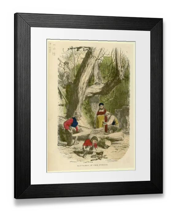 Framed Print : Family Of Settelers In The Forest (Ill.) Framed Print : Family Of Settelers In The Forest (Ill.)