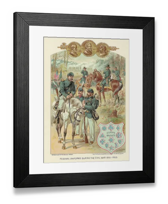 Framed Print : Lithograph Of Civil War Federal Uniforms Framed Print : Lithograph Of Civil War Federal Uniforms