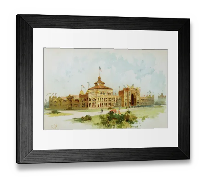 Framed Print : Lithograph after Charles Graham Depicting the Government Building at the World's Columbian Exposition