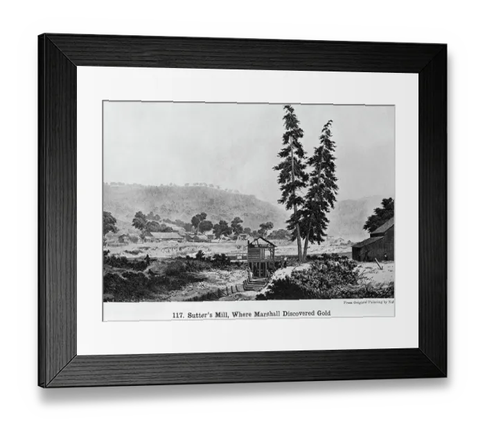 Framed Print : Engraving After Sutter's Mill, Where Marshall Discovered Gold by Charles Christian Nahl Framed Print : Engraving After Sutter's Mill, Where Marshall Discovered Gold by Charles Christian Nahl