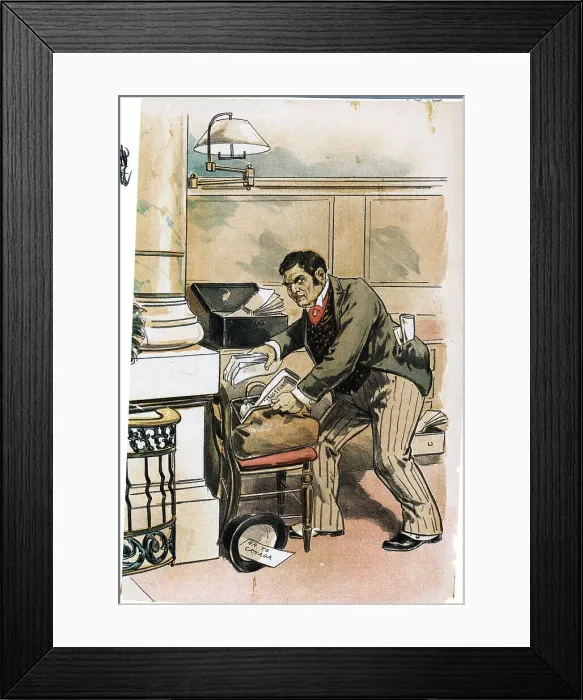 Framed Print : Businessman Steals Company Documents Framed Print : Businessman Steals Company Documents