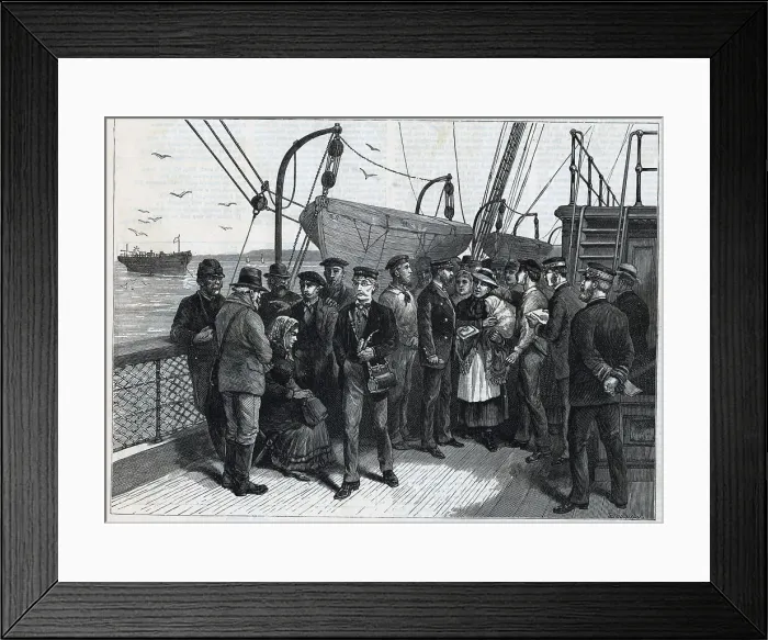 Framed Print : Officers Examines Immigrants on Ship Deck Framed Print : Officers Examines Immigrants on Ship Deck