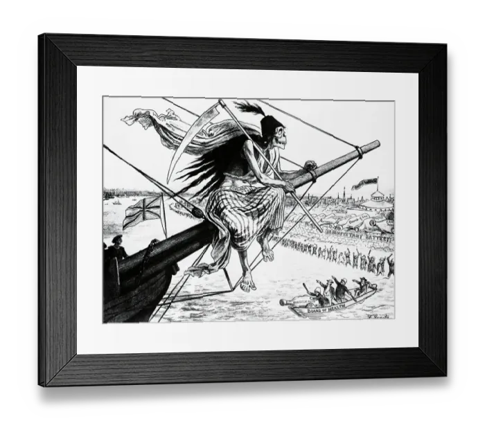 Framed Print : Cholera Pandemic Cartoon, 1883 Framed Print : Cholera Pandemic Cartoon, 1883