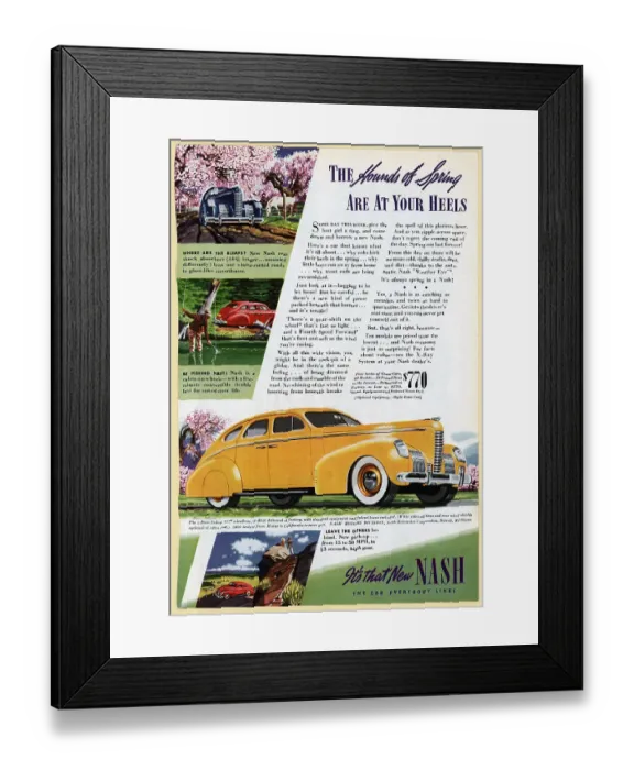 Framed Print : Color Advertisement for Nash Autos Framed Print : Color Advertisement for Nash Autos
