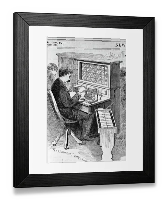 Framed Print : Man Punches Cards Into Tabulating Machin Framed Print : Man Punches Cards Into Tabulating Machin