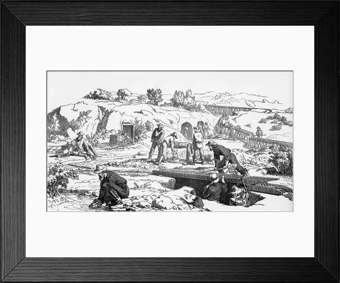 Framed Print : Illustration of How California Gold Mines Were Worked Framed Print : Illustration of How California Gold Mines Were Worked