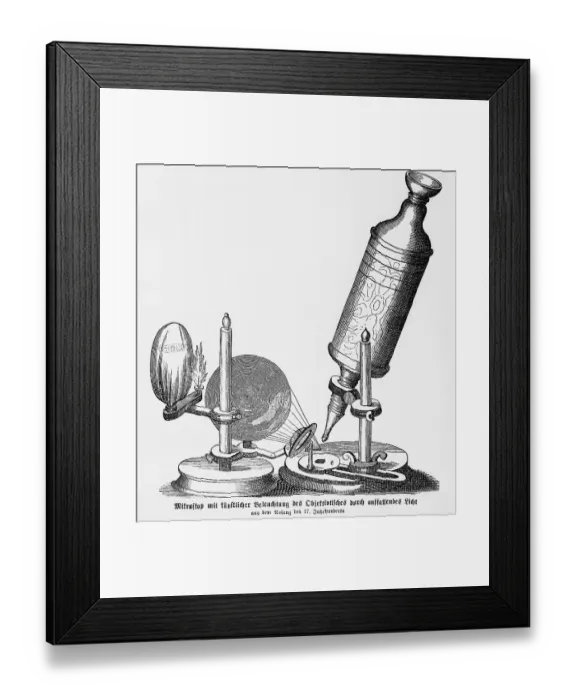 Framed Print : Illustration of Robert Hooke's Compound Microscope Framed Print : Illustration of Robert Hooke's Compound Microscope