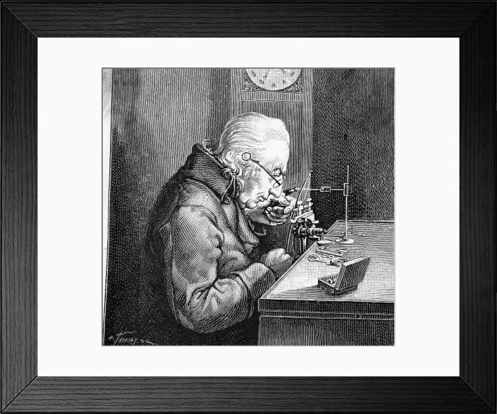 Framed Print : 18Th Century Watchmaker Working - Illus Framed Print : 18Th Century Watchmaker Working - Illus