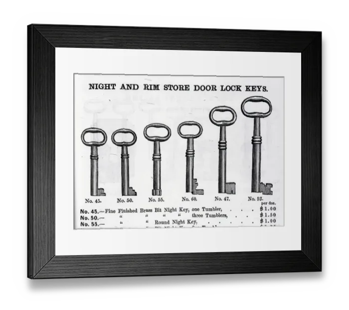 Framed Print : Illus. Of Variously Sized Keys Framed Print : Illus. Of Variously Sized Keys