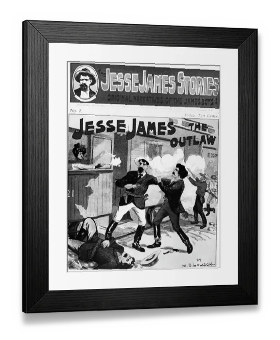 Framed Print : Cover Illus. Of Jesse James Gunfight Framed Print : Cover Illus. Of Jesse James Gunfight