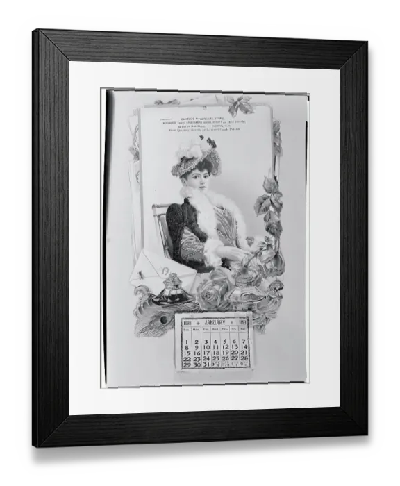 Framed Print : 1893 Ad Calendar W / Portrait Of Woman Framed Print : 1893 Ad Calendar W / Portrait Of Woman