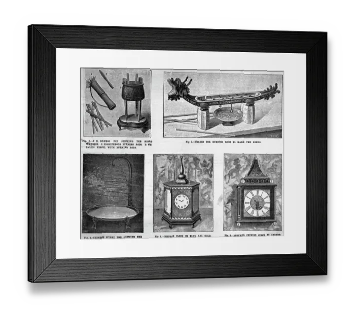 Framed Print : Illustrations of Chinese Time Keepers Framed Print : Illustrations of Chinese Time Keepers