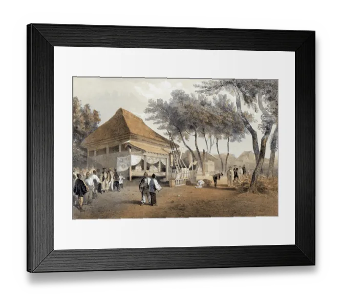 Framed Print : Traditional Japanese Fire House with People Framed Print : Traditional Japanese Fire House with People