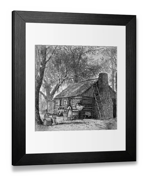 Framed Print : Plantation Scene; A Hut; Illustration Framed Print : Plantation Scene; A Hut; Illustration