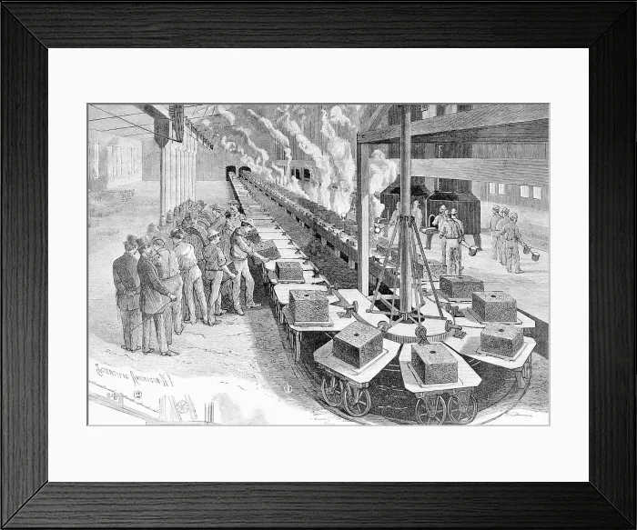 Framed Print : Engraving of Early Westinghouse Assembly Line Framed Print : Engraving of Early Westinghouse Assembly Line