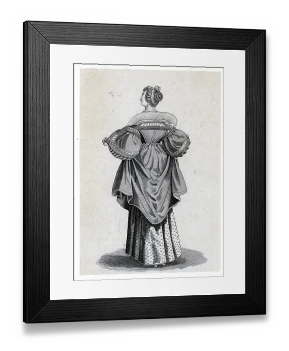 Framed Print : Engraving, Woman From Behind Wears Outfit Framed Print : Engraving, Woman From Behind Wears Outfit
