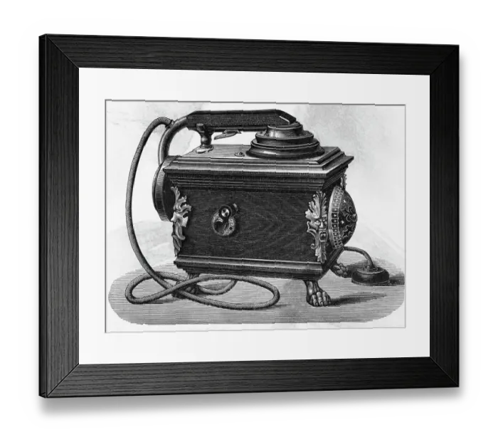 Framed Print : Woodcut Of An Early Telephone Framed Print : Woodcut Of An Early Telephone