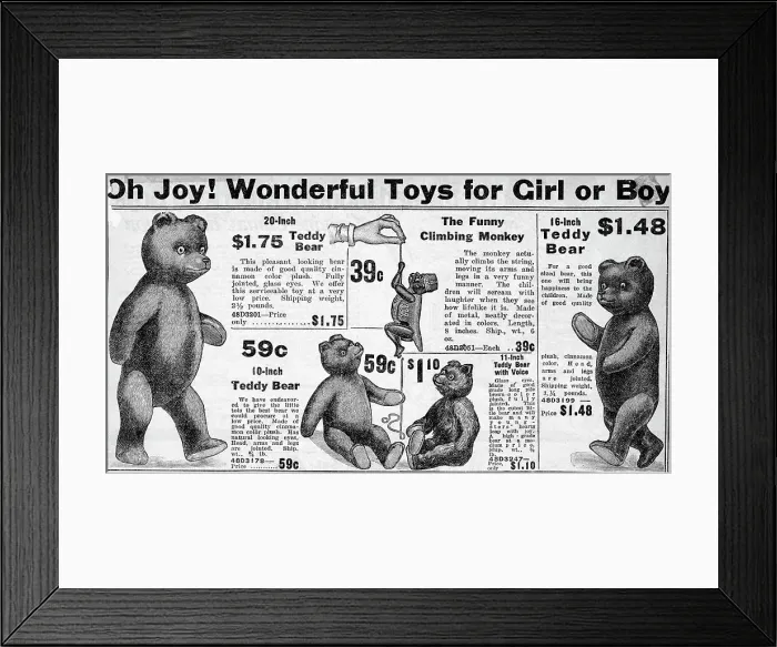 Framed Print : Advertisment For Teddy Bears Framed Print : Advertisment For Teddy Bears