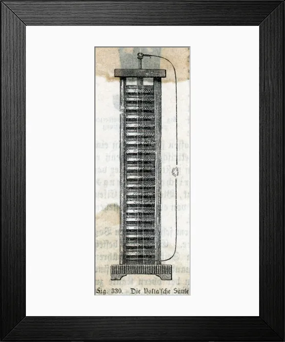 Framed Print : Engraving of Volta's Pile