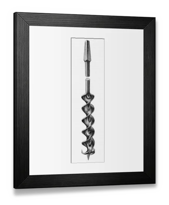 Framed Print : Drill Bit. (Original Caption). Drill bit. Undated woodcut. BPA2 #2322
