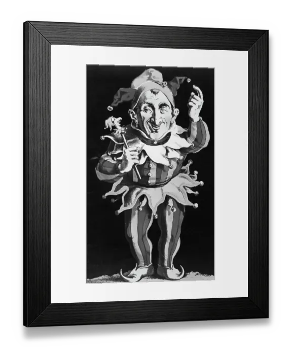 Framed Print : Lithograph Of Court Jester Framed Print : Lithograph Of Court Jester