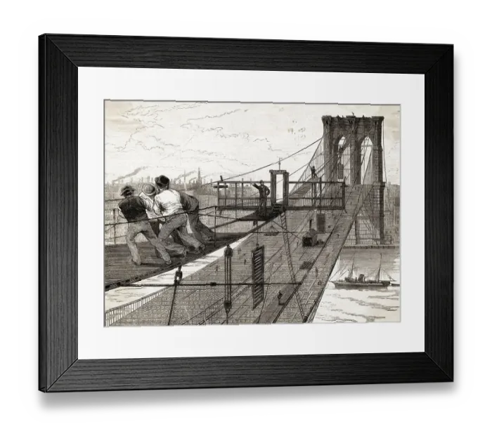 Framed Print : Building Of Brooklyn Bridge Framed Print : Building Of Brooklyn Bridge