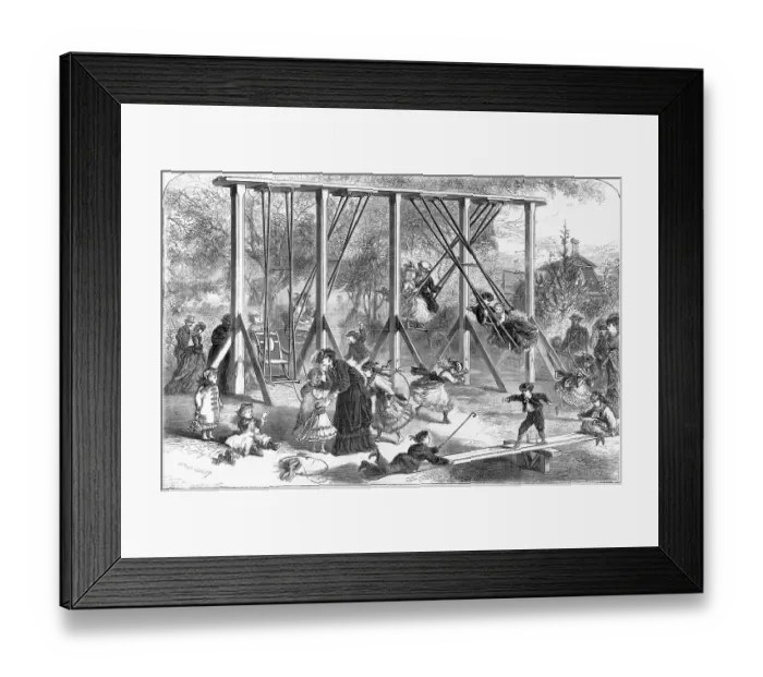 Framed Print : 19th-Century Illustration of a Playground in Central Park Framed Print : 19th-Century Illustration of a Playground in Central Park