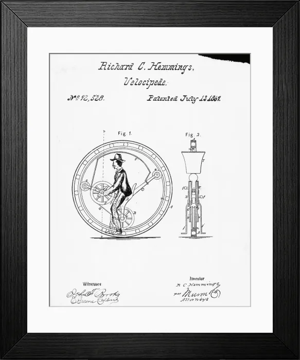 Framed Print : Patent For R.C.Hemming'S Velocipede Framed Print : Patent For R.C.Hemming'S Velocipede