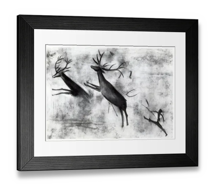 Framed Print : Illustration Of Deer Chase Framed Print : Illustration Of Deer Chase