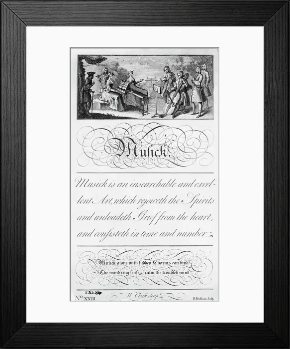 Framed Print : Chamber Music Group with Calligraphic Composition