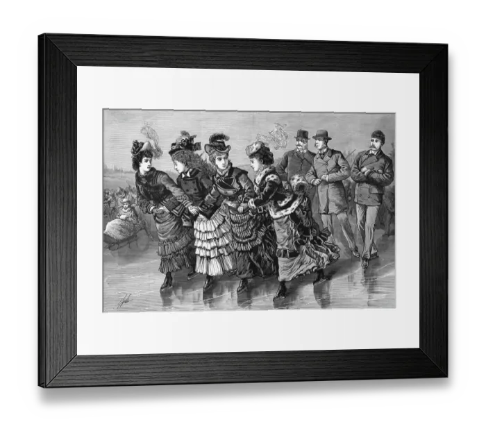 Framed Print : 19th-Century Print of Skaters in Central Park Framed Print : 19th-Century Print of Skaters in Central Park