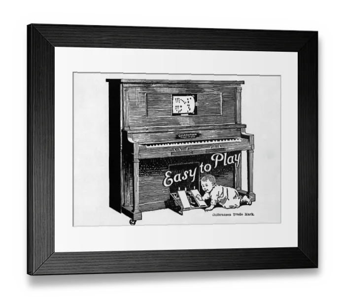 Framed Print : Infant Pushing Pedals of Player Piano Framed Print : Infant Pushing Pedals of Player Piano