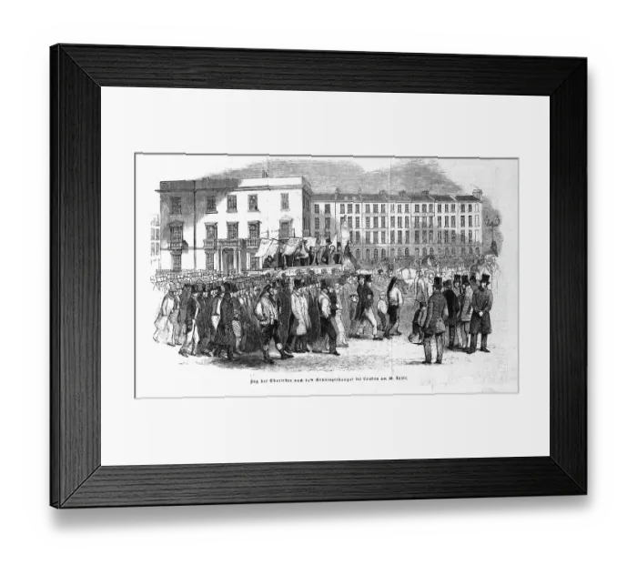 Framed Print : Illustration of Congregation Marching on London Street Framed Print : Illustration of Congregation Marching on London Street