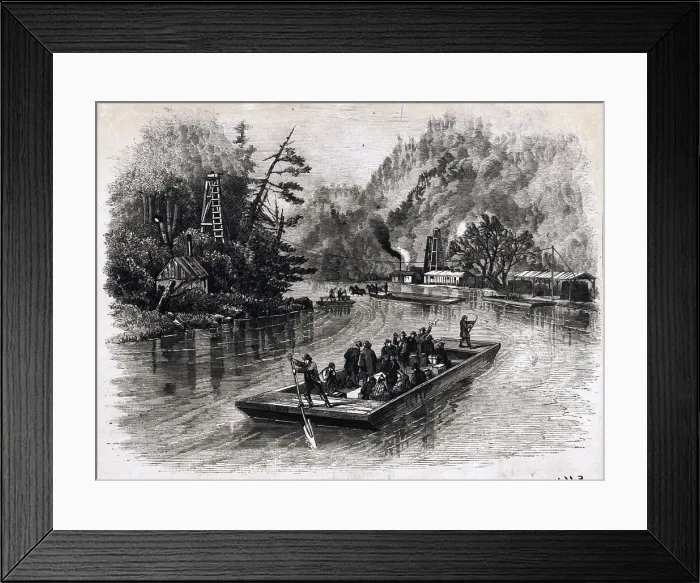 Framed Print : Oilwells in Pennsylvania Along River Framed Print : Oilwells in Pennsylvania Along River